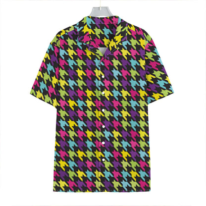 Colorful Houndstooth Pattern Print Hawaiian Shirt