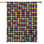 Colorful Houndstooth Pattern Print House Flag