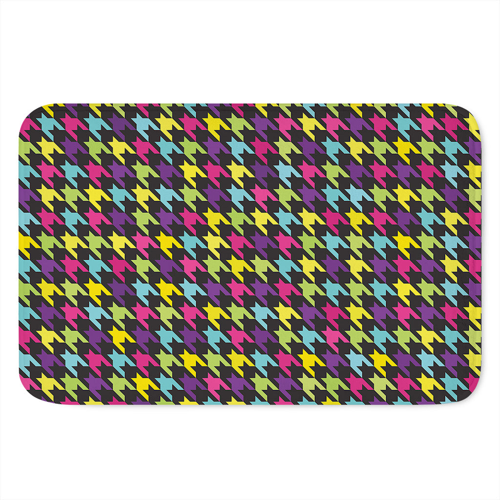 Colorful Houndstooth Pattern Print Indoor Door Mat