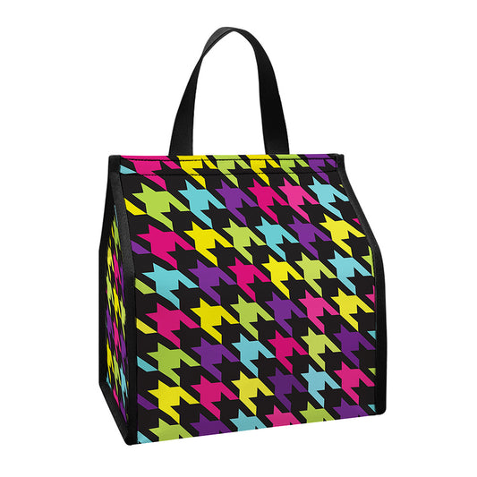 Colorful Houndstooth Pattern Print Insulated Lunch Tote