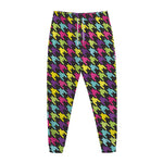Colorful Houndstooth Pattern Print Jogger Pants