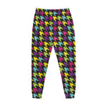Colorful Houndstooth Pattern Print Jogger Pants
