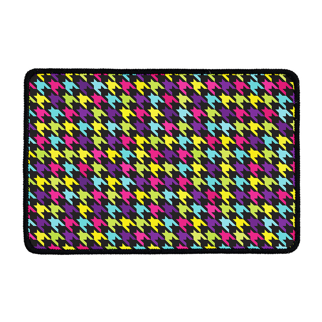 Colorful Houndstooth Pattern Print Kitchen Mat