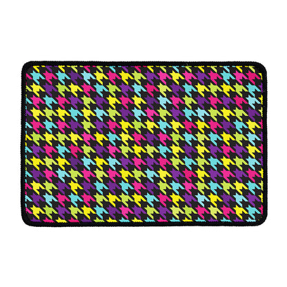 Colorful Houndstooth Pattern Print Kitchen Mat