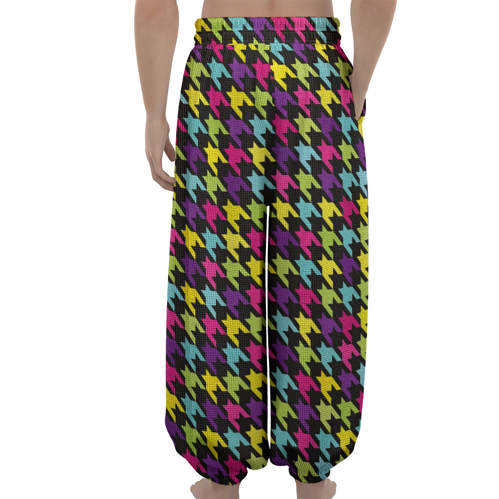Colorful Houndstooth Pattern Print Lantern Pants