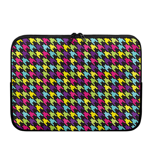 Colorful Houndstooth Pattern Print Laptop Sleeve