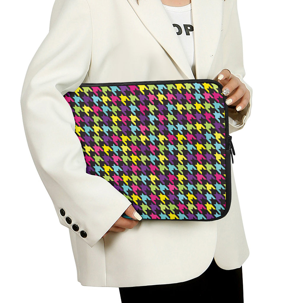 Colorful Houndstooth Pattern Print Laptop Sleeve