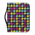 Colorful Houndstooth Pattern Print Leather Bible Cover