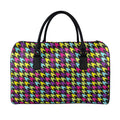 Colorful Houndstooth Pattern Print Leather Duffel Bag