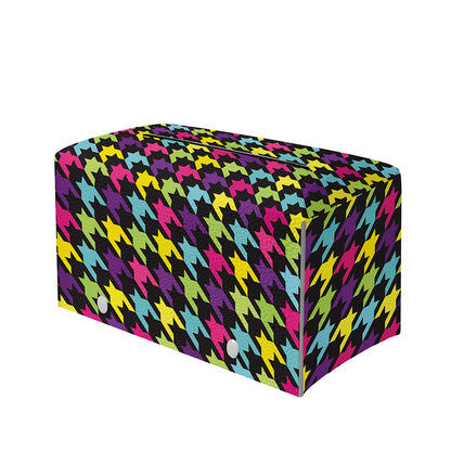 Colorful Houndstooth Pattern Print Leather Tissue Box Cover