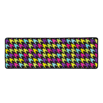 Colorful Houndstooth Pattern Print Long Kitchen Mat