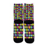 Colorful Houndstooth Pattern Print Long Socks