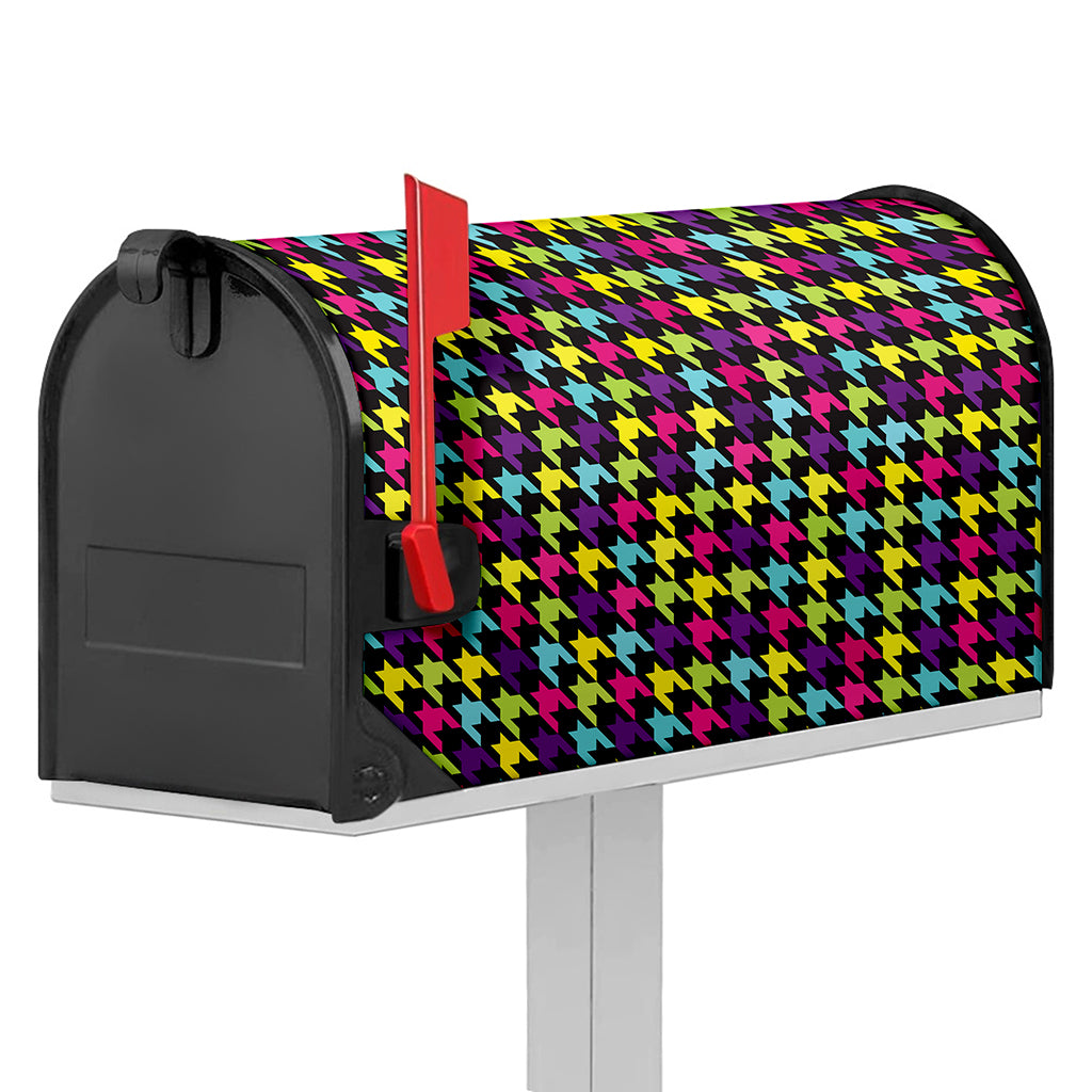 Colorful Houndstooth Pattern Print Mailbox Cover