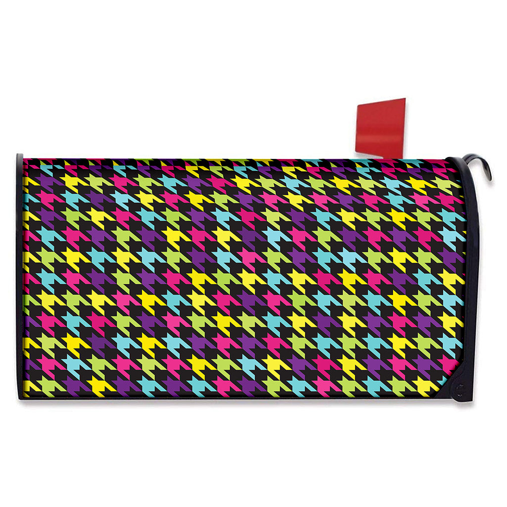 Colorful Houndstooth Pattern Print Mailbox Cover