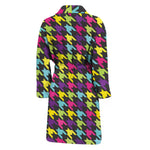 Colorful Houndstooth Pattern Print Men's Bathrobe