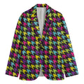 Colorful Houndstooth Pattern Print Men's Blazer