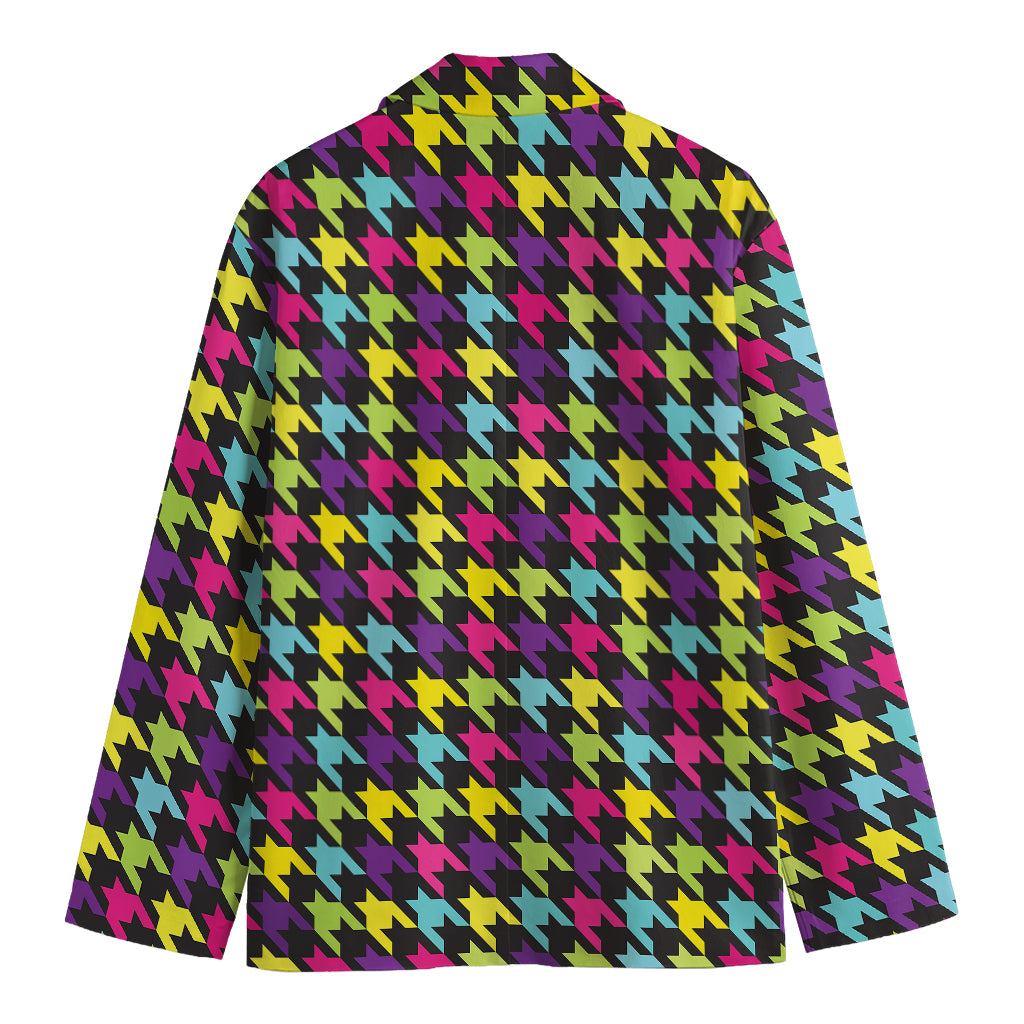 Colorful Houndstooth Pattern Print Men's Blazer