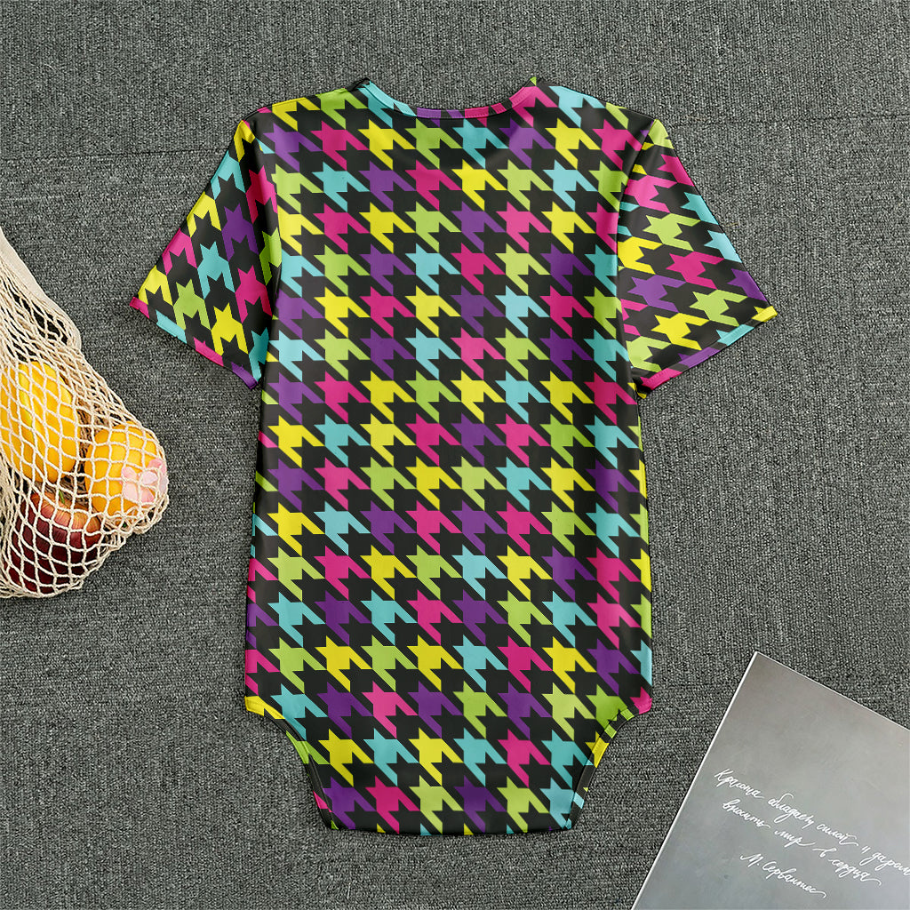 Colorful Houndstooth Pattern Print Men's Bodysuit