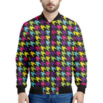 Colorful Houndstooth Pattern Print Men's Bomber Jacket