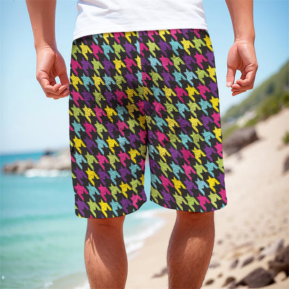 Colorful Houndstooth Pattern Print Men's Cargo Shorts