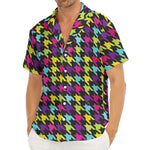 Colorful Houndstooth Pattern Print Men's Deep V-Neck Shirt