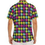 Colorful Houndstooth Pattern Print Men's Deep V-Neck Shirt