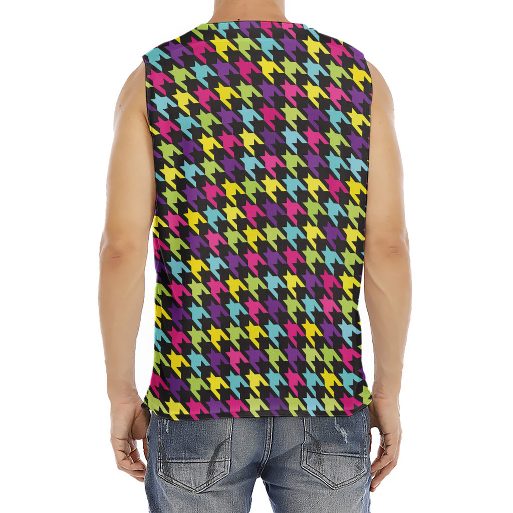 Colorful Houndstooth Pattern Print Men's Fitness Tank Top