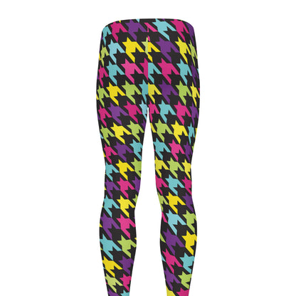 Colorful Houndstooth Pattern Print Men's leggings