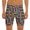 Colorful Houndstooth Pattern Print Men's Long Boxer Briefs