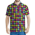 Colorful Houndstooth Pattern Print Men's Polo Shirt