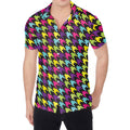 Colorful Houndstooth Pattern Print Men's Shirt