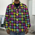 Colorful Houndstooth Pattern Print Men's Shirt Jacket