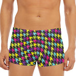 Colorful Houndstooth Pattern Print Men's Short Boxer Briefs