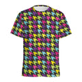 Colorful Houndstooth Pattern Print Men's Athletic T-Shirt