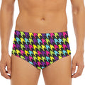 Colorful Houndstooth Pattern Print Men's Triangle Swim Briefs