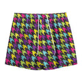 Colorful Houndstooth Pattern Print Mesh Shorts