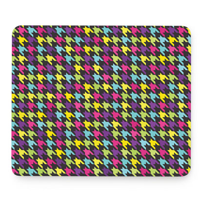 Colorful Houndstooth Pattern Print Mouse Pad