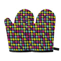 Colorful Houndstooth Pattern Print Oven Mitts