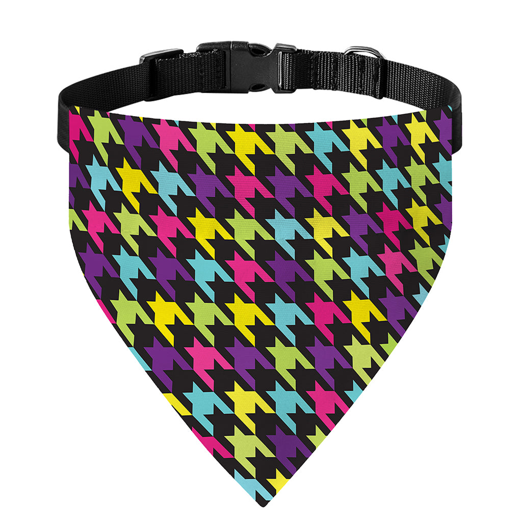 Colorful Houndstooth Pattern Print Over The Collar Dog Bandana