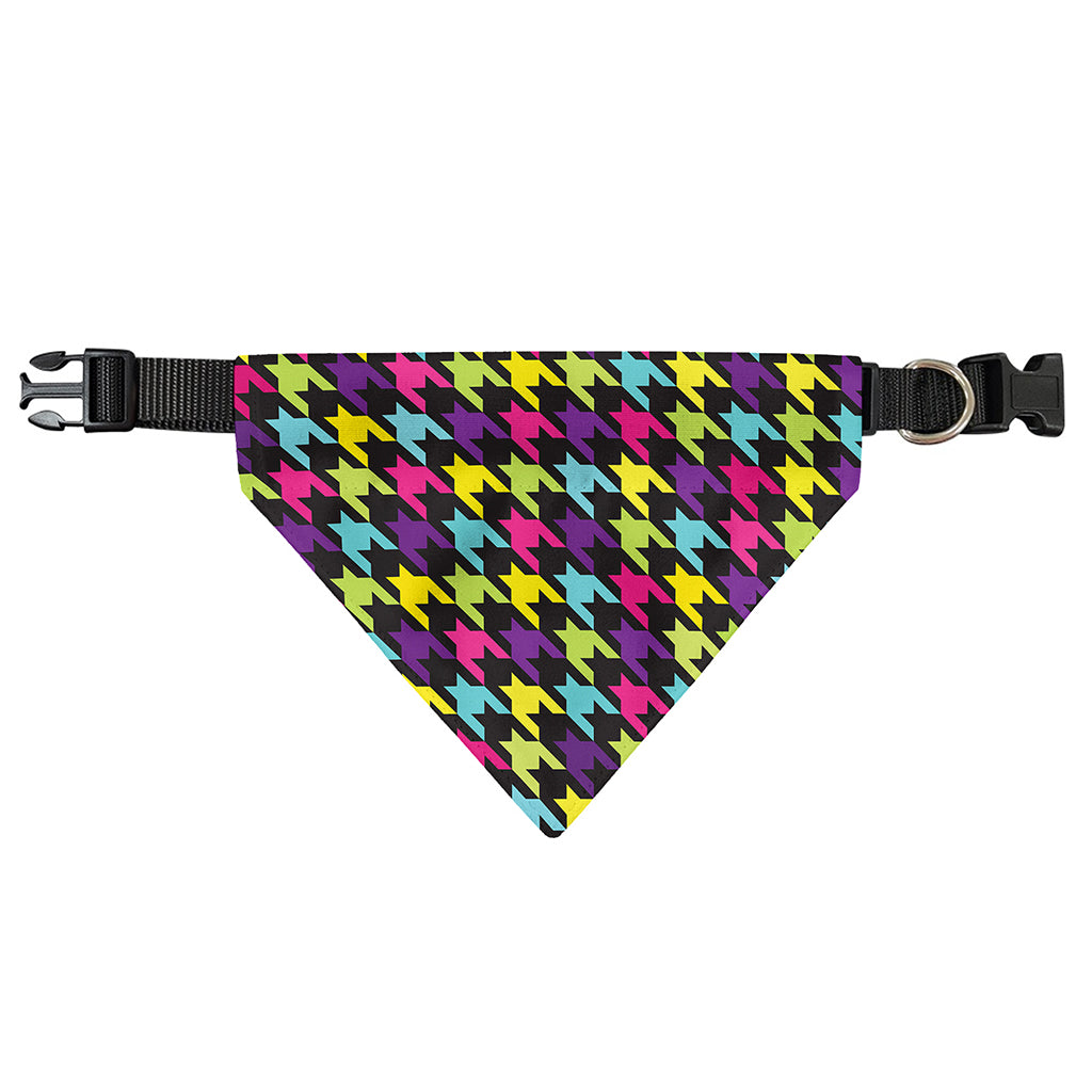 Colorful Houndstooth Pattern Print Over The Collar Dog Bandana