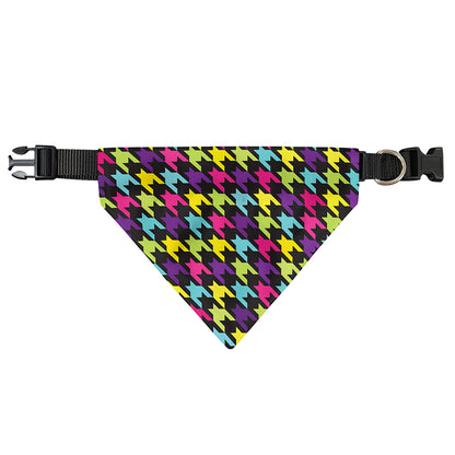 Colorful Houndstooth Pattern Print Over The Collar Dog Bandana