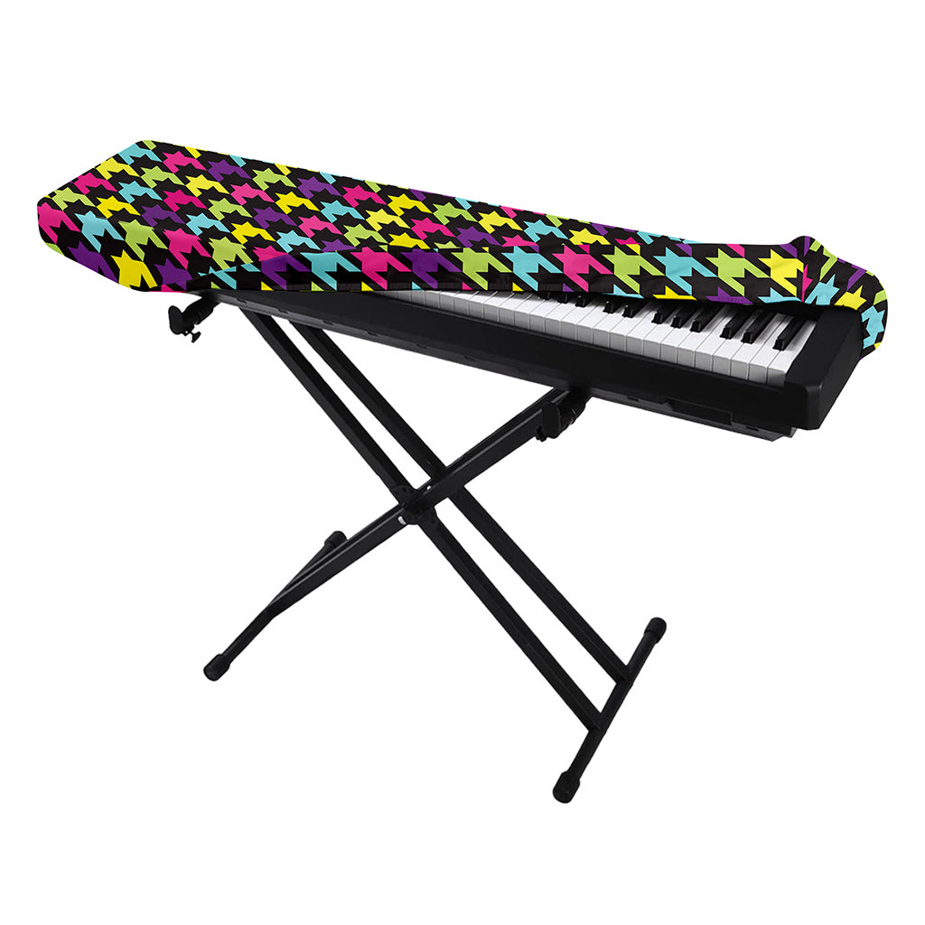 Colorful Houndstooth Pattern Print Piano Keyboard Cover