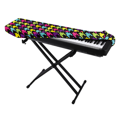 Colorful Houndstooth Pattern Print Piano Keyboard Cover