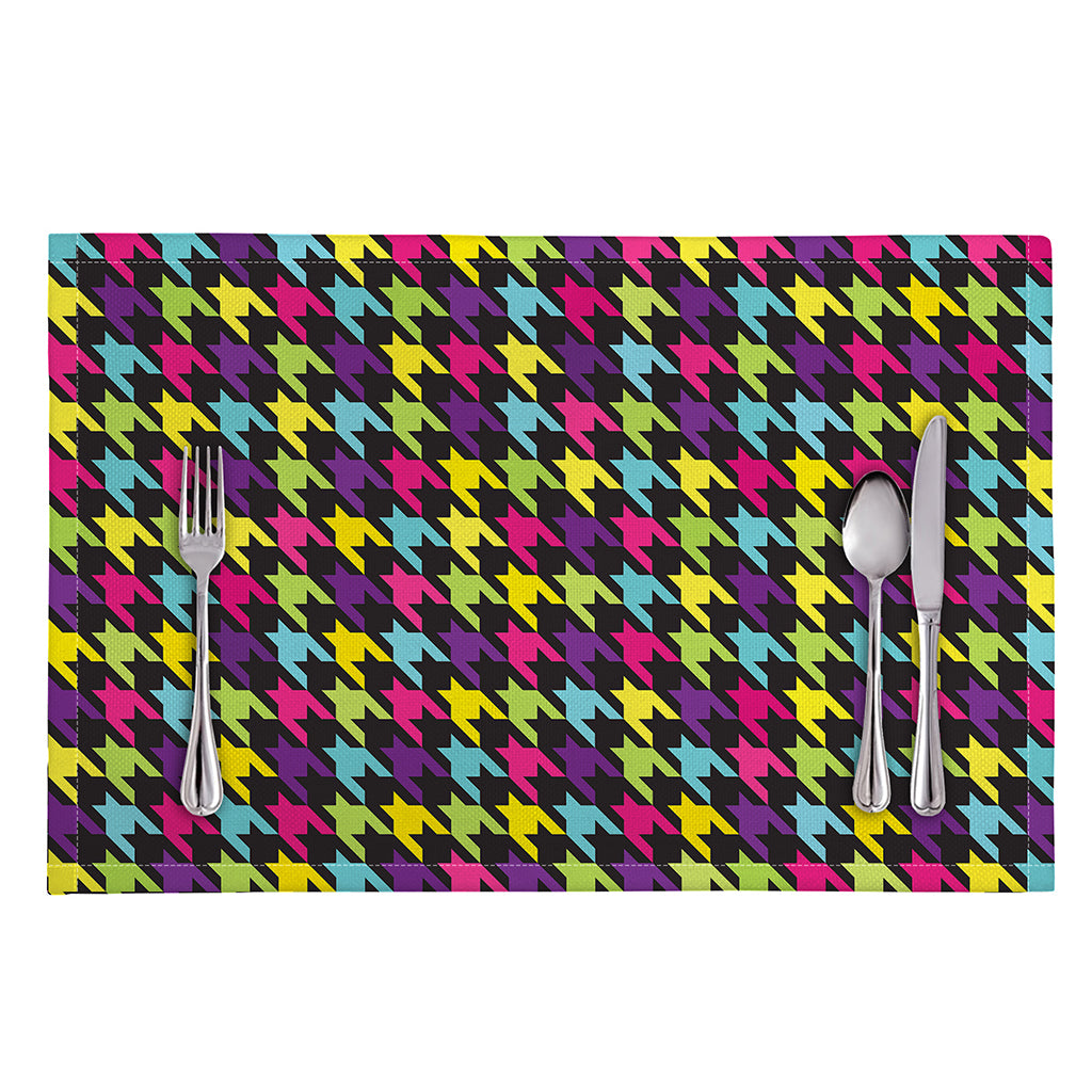 Colorful Houndstooth Pattern Print Placemat