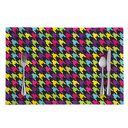 Colorful Houndstooth Pattern Print Placemat