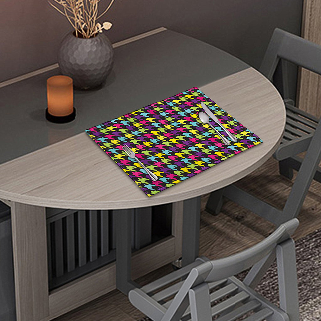 Colorful Houndstooth Pattern Print Placemat