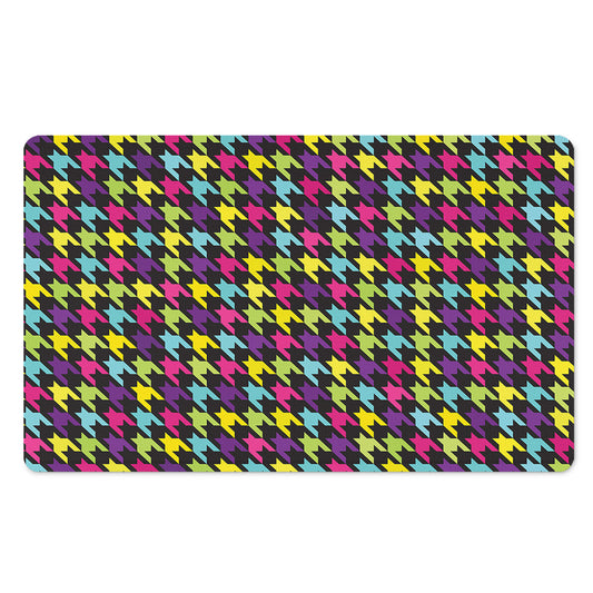 Colorful Houndstooth Pattern Print Polyester Doormat