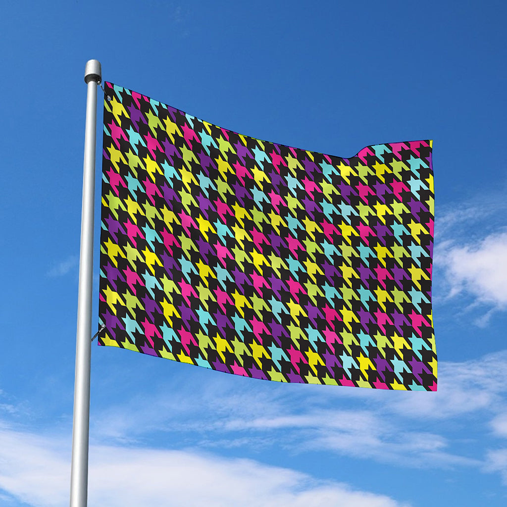Colorful Houndstooth Pattern Print Polyester Flag