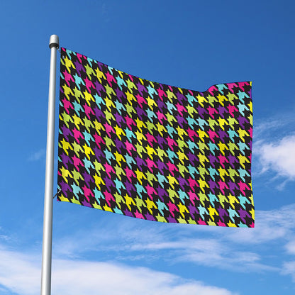 Colorful Houndstooth Pattern Print Polyester Flag