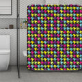 Colorful Houndstooth Pattern Print Polyester Shower Curtain